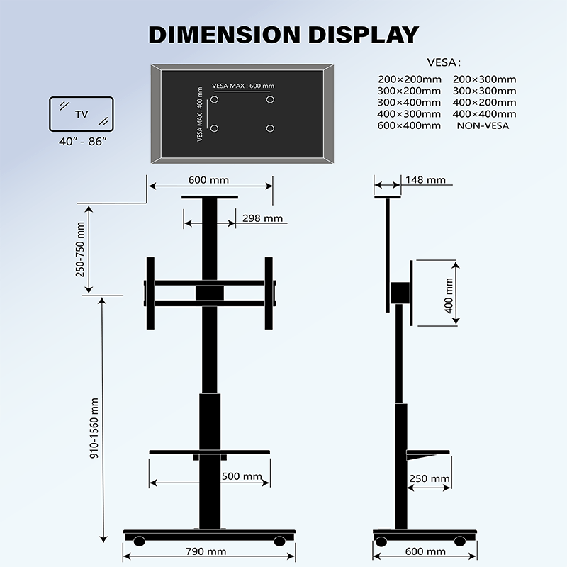 Elite Electric TV Floor Stand – 2