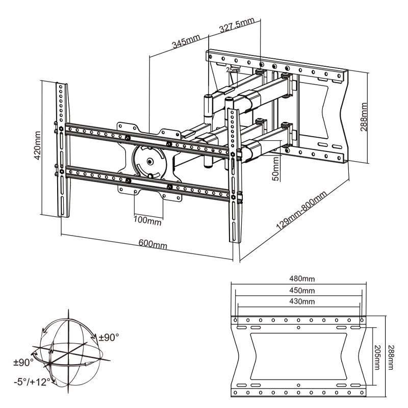 Cratos 80 cm Double Rotate VESA 600 Support TV – 2